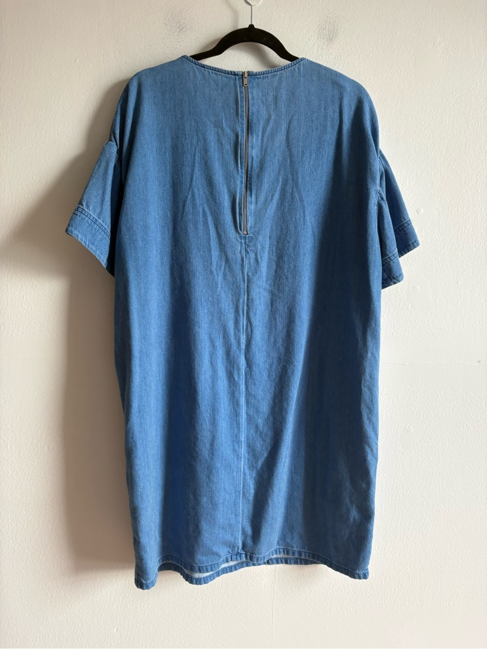 COS Sz 10 Flare Sleeves Denim Chambray Relaxed Shift Minimalist Dress - Picture 8 of 12